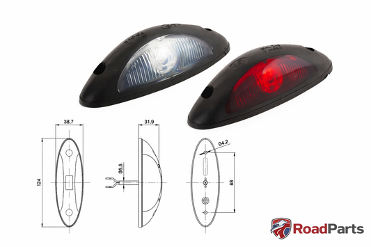 Luz Lateral LED Autocarro Branco Vermelho Mercedes Setra Volvo
